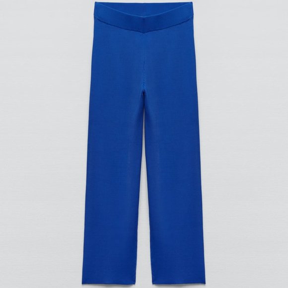 Nwt Zara blue knit ribbed pants/ Zara summer pants - Picture 4 of 4